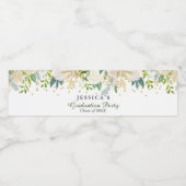 Golden Floral Modern Graduation Party Waterfles Etiket (Enkel label)