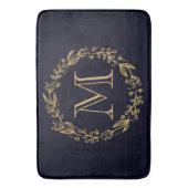 Golden Floral Monogram Badmat (Voorkant Verticaal)