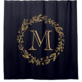 Golden Floral Monogram Douchegordijn (Voorkant)