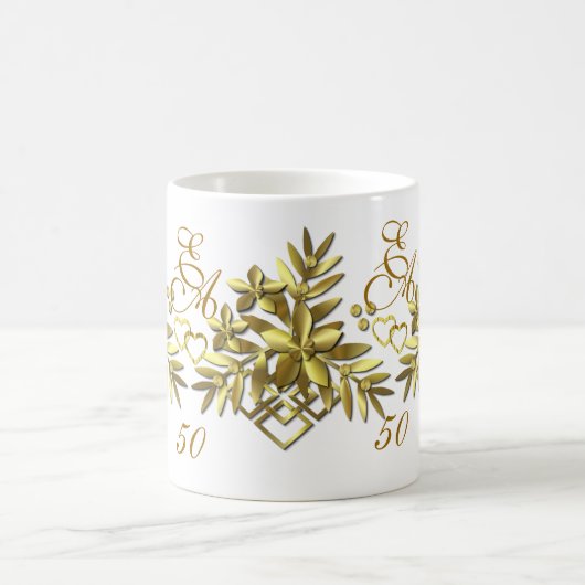 GOLDEN FLORAL ~ Monogram Ringer Mok (Center)