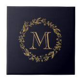 Golden Floral Monogram Tegeltje (Voorkant)