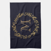 Golden Floral Monogram Theedoek (Verticaal)