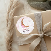 Golden Floral Moon Baby shower Ronde Sticker