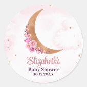 Golden Floral Moon Baby shower Ronde Sticker (Voorkant)