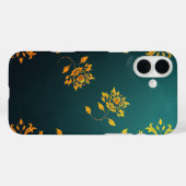 Golden Floral Motif iPhone Case (Achterkant (horizontaal))