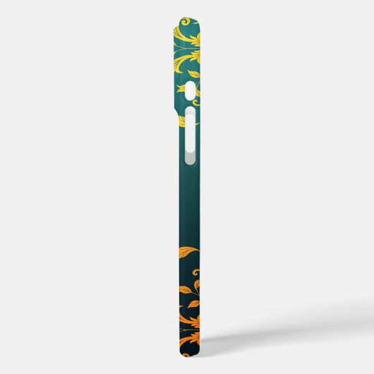 Golden Floral Motif iPhone Case (Achterkant / Links)