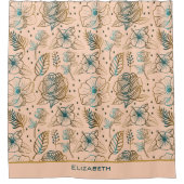 Golden floral naadloos patroon, gepersonaliseerde  douchegordijn (Voorkant)