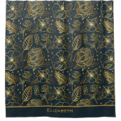 Golden floral naadloos patroon, gepersonaliseerde  douchegordijn (Voorkant)