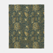 Golden floral naadloos patroon, gepersonaliseerde  fleece deken (Voorkant)
