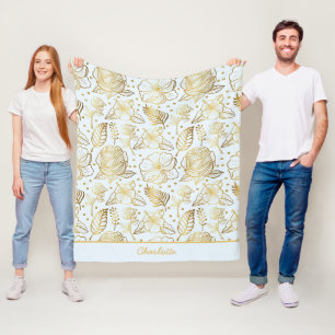 Golden floral naadloos patroon, gepersonaliseerde fleece deken