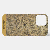 Golden floral naadloos patroon, gepersonaliseerde iPhone hoesje (Achterkant horizontaal)