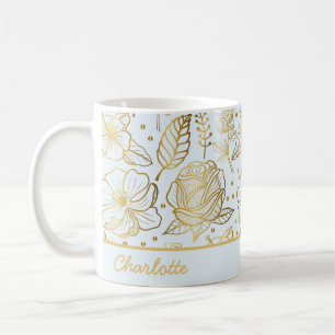 Golden floral naadloos patroon, gepersonaliseerde  koffiemok