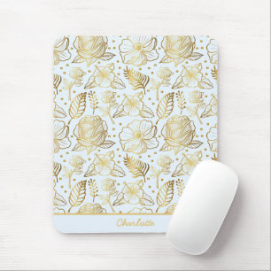 Golden floral naadloos patroon, gepersonaliseerde muismat