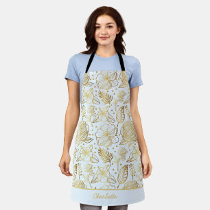 Golden floral naadloos patroon, gepersonaliseerde schort