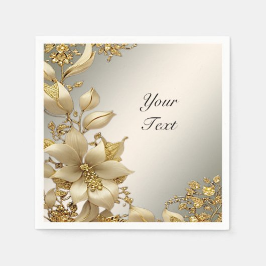 Golden Floral Napkins Servet (Voorkant)