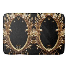 Golden Floral Ornate Bath Mat