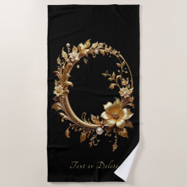 Golden Floral Ornate Beach Towel Strandlaken