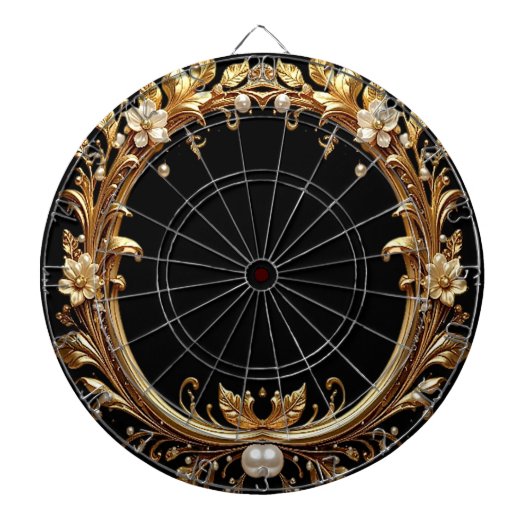 Golden Floral Ornate Dartboard Dartbord (Voorkant)