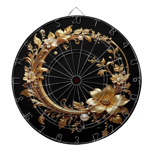 Golden Floral Ornate Dartboard Dartbord (Voorkant)