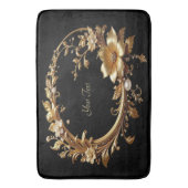 Golden Floral Ornate Frame Bath Mat (Voorkant Verticaal)