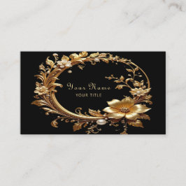 Golden Floral Ornate Frame Business Card Visitekaartje