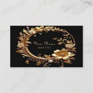 Golden Floral Ornate Frame Business Card Visitekaartje
