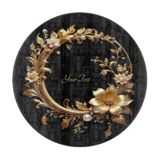Golden Floral Ornate Frame Cutting Board Snijplank