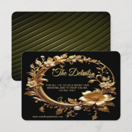 Golden Floral Ornate Frame Detail Informatiekaartje