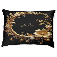Golden Floral Ornate Frame Dog Bed