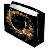 Golden Floral Ornate Frame Gift Bag Groot Cadeauzakje (Achterkant Gekanteld)