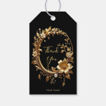 Golden Floral Ornate Frame Gift Tag
