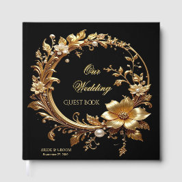 Golden Floral Ornate Frame Guest Book Gastenboek