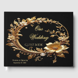 Golden Floral Ornate Frame Guest Book Gastenboek