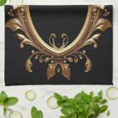 Golden Floral Ornate Frame Kitchen Towel Theedoek (Gevouwen)