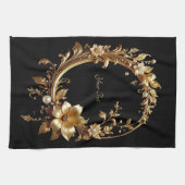 Golden Floral Ornate Frame Kitchen Towel Theedoek (Horizontaal)