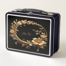 Golden Floral Ornate Frame Lunch box