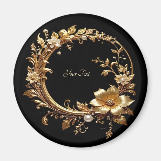 Golden Floral Ornate Frame Magnet (Voorkant)