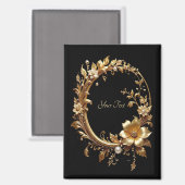 Golden Floral Ornate Frame Magnet (Voorkant / Achterkant)