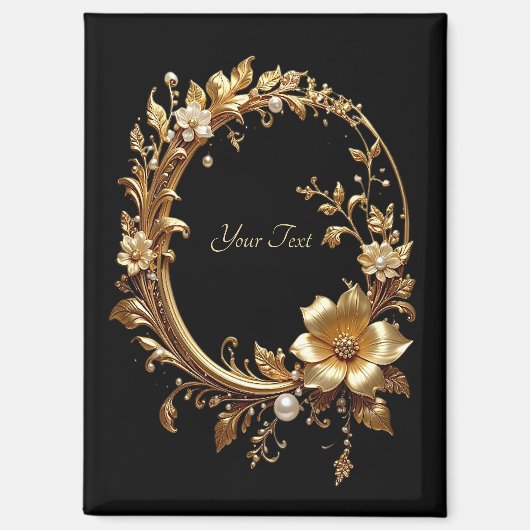 Golden Floral Ornate Frame Magnet (Voorkant)
