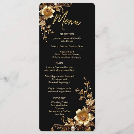 Golden Floral Ornate Frame Menu (Voorkant)