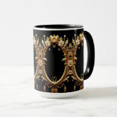 Golden Floral Ornate Frame Mug Mok (Voorkant rechts)