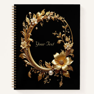 Golden Floral Ornate Frame Notebook Notitieboek