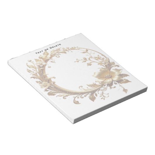 Golden Floral Ornate Frame Notepad Notitieblok (Schuin)