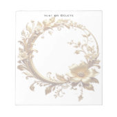 Golden Floral Ornate Frame Notepad Notitieblok (Voorkant)