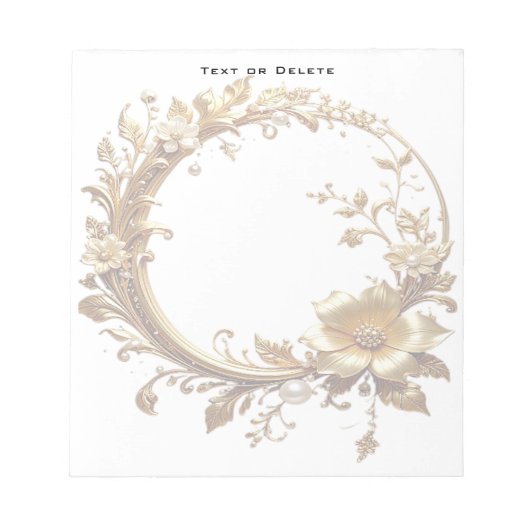 Golden Floral Ornate Frame Notepad Notitieblok (Voorkant)