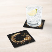 Golden Floral Ornate Frame Paper Coaster Kartonnen Onderzetters (Insitu)