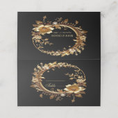 Golden Floral Ornate Frame Place Card Plaatskaartje (Buitenkant ongevouwen)