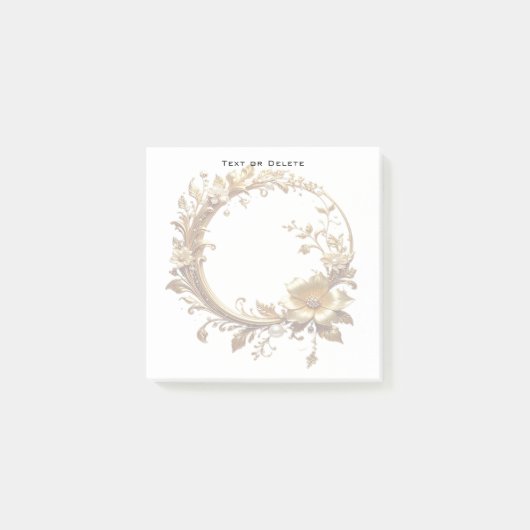 Golden Floral Ornate Frame Post it Notes (Voorkant)