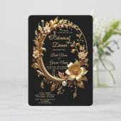 Golden Floral Ornate Frame Rehearsal Dinner Kaart (Staand voorkant)