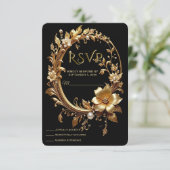 Golden Floral Ornate Frame RSVP Card (Staand voorkant)
